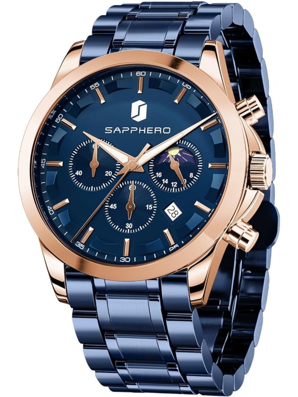 Stylish Men's Chronograph Watch - Stainless Steel, 50M Waterproof, Luminous Dial